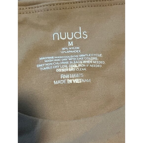Nuuds Long Sleeve Beige Bodysuit M Nylon/Spandex Stretch Snap Closure - Picture 2 of 5